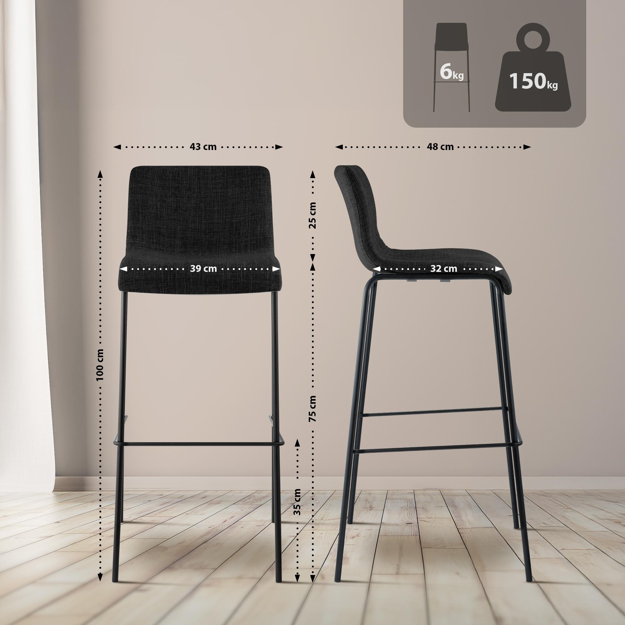 Sgabello da bar Hover in tessuto con base a quattro gambe