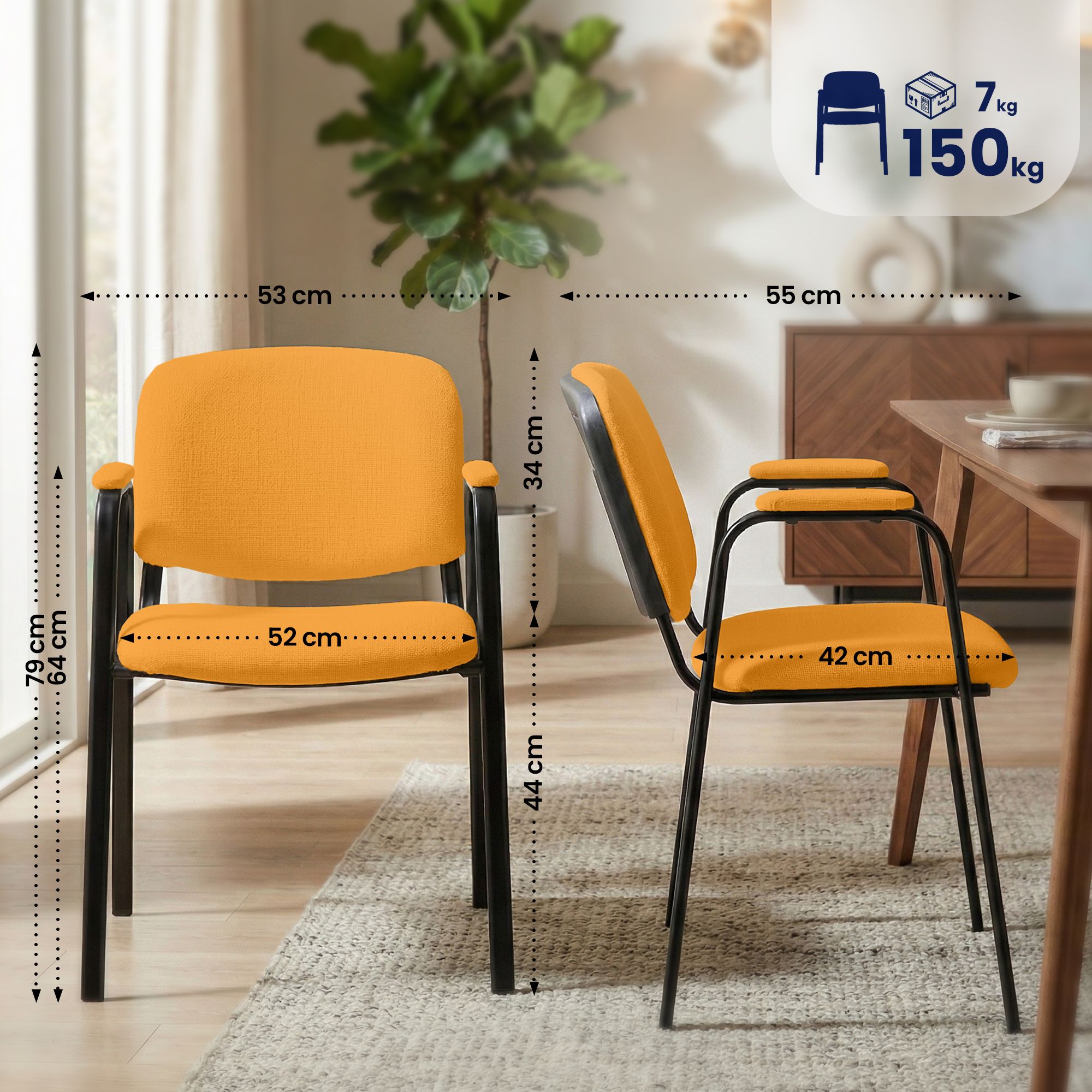 Set 4 Sedie Impilabili Ken Pro in Tessuto