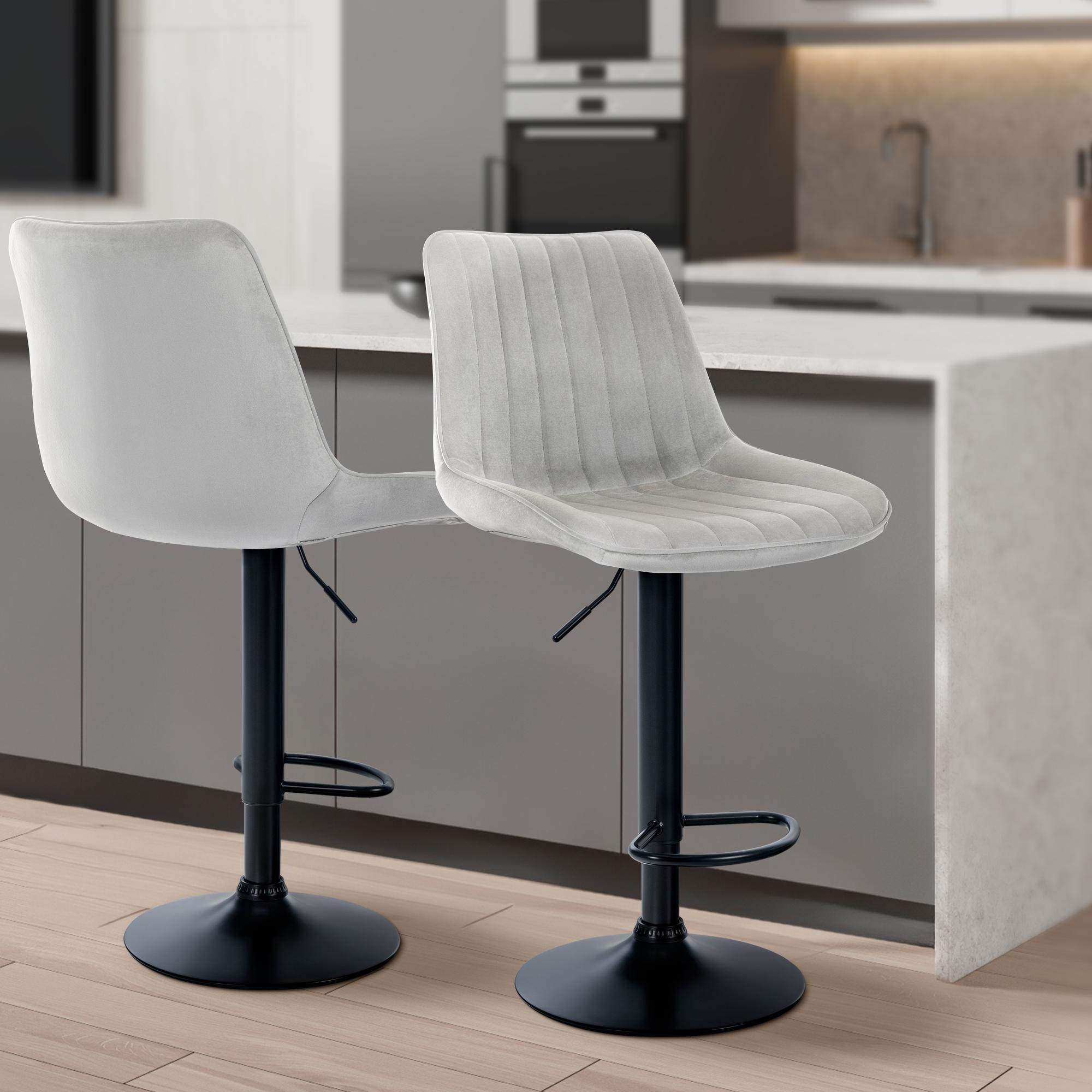 Sgabello da bar Toni velluto elegante, comodo e resistente, ideale per cucina o locale, design moderno per ogni ambiente