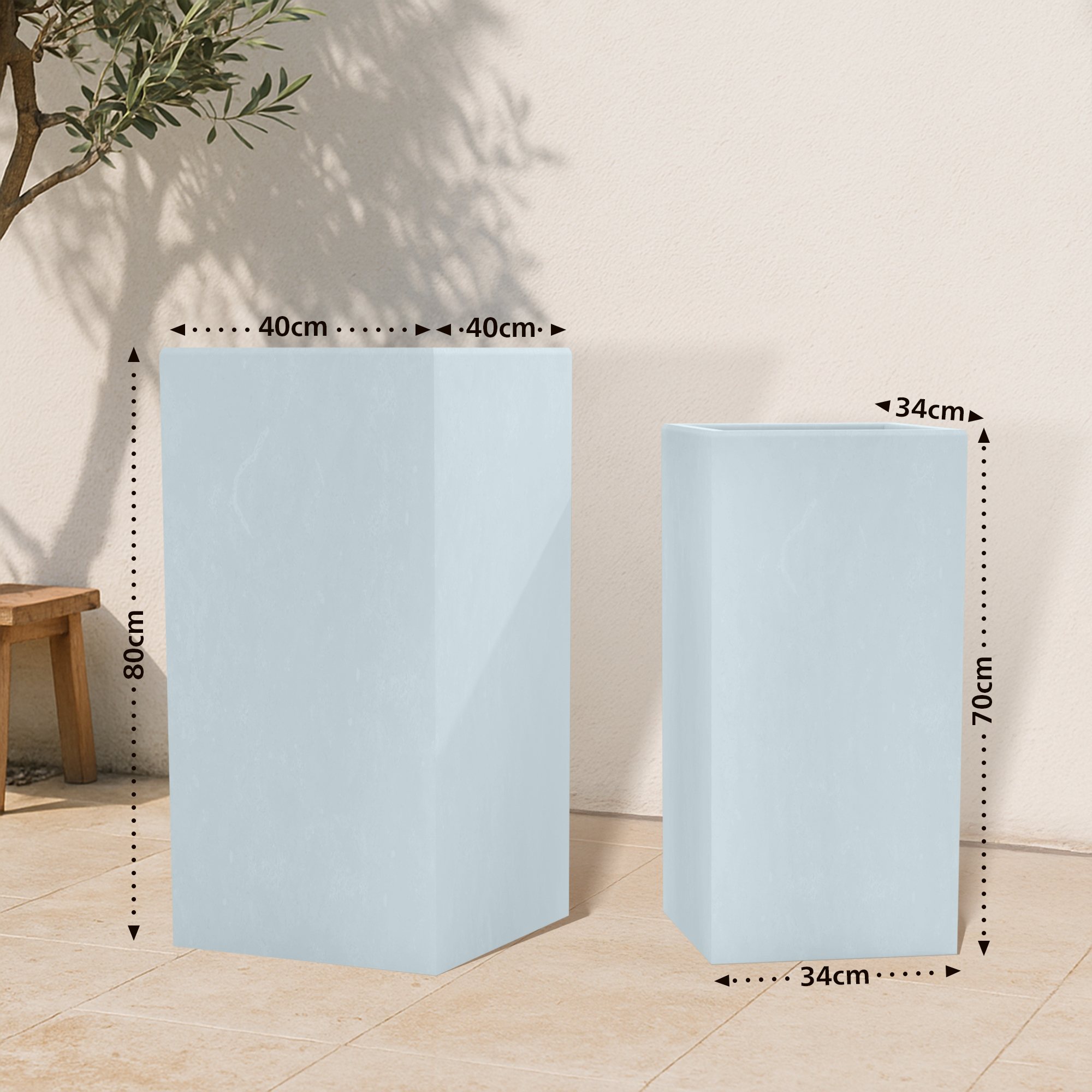 Set di 2 fioriere quadrate 3