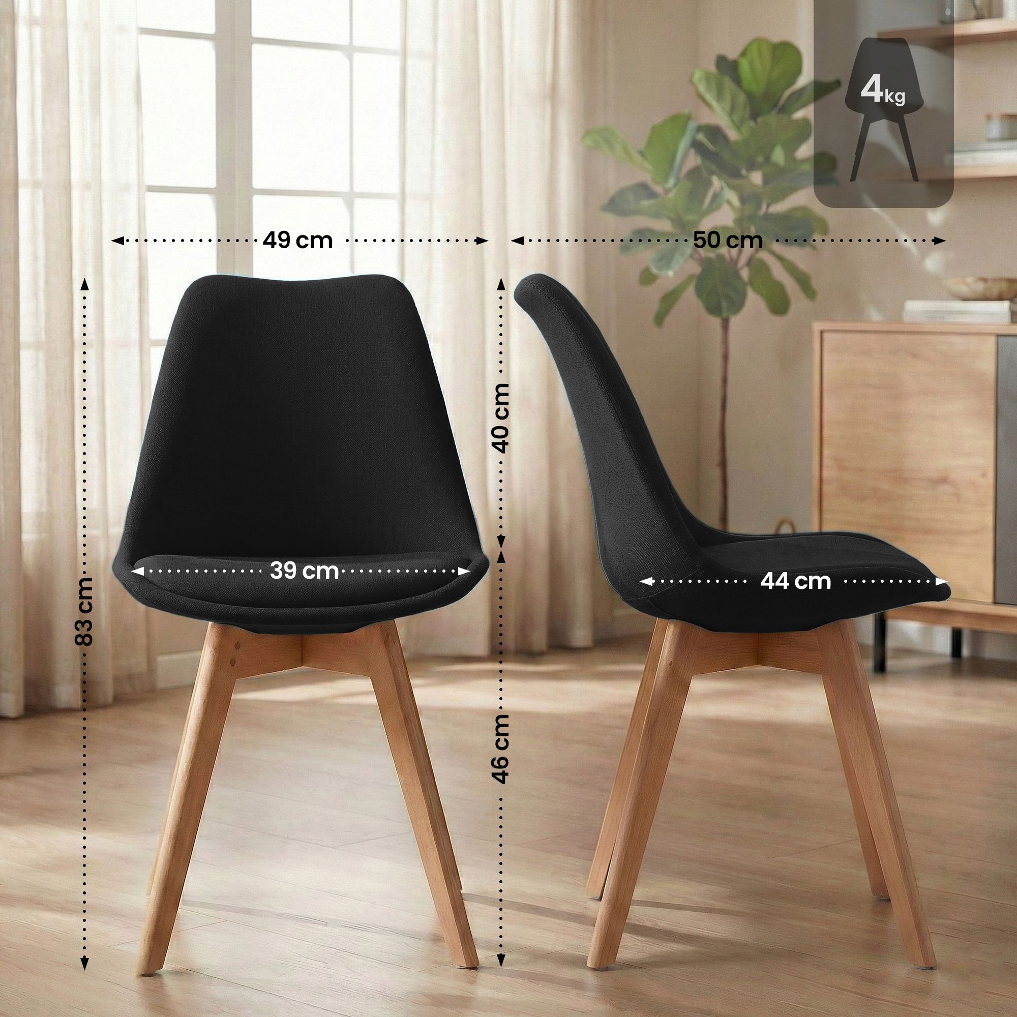 Set 4 sedie da pranzo Linares eleganti e confortevoli per ogni ambiente
