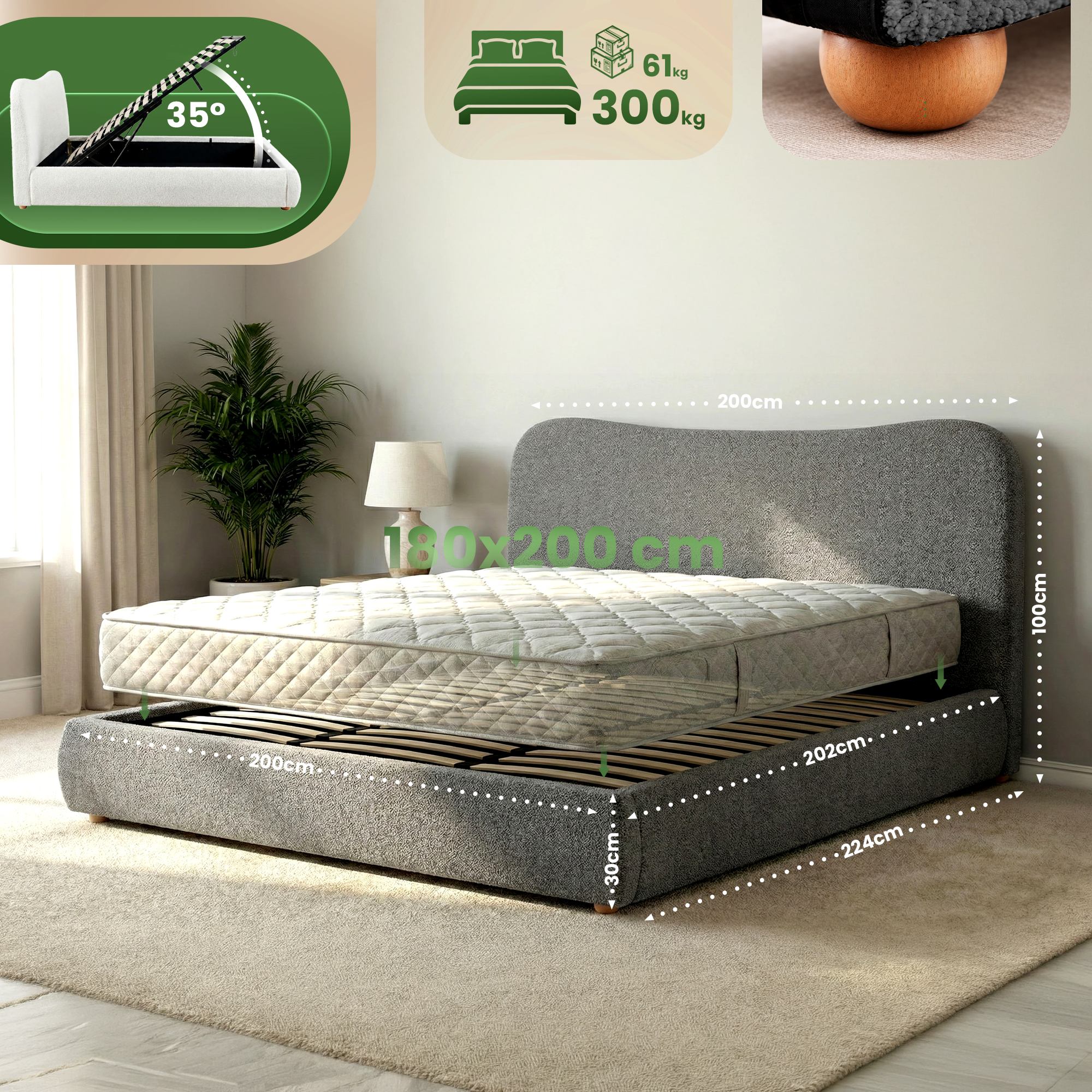Letto imbottito Maido