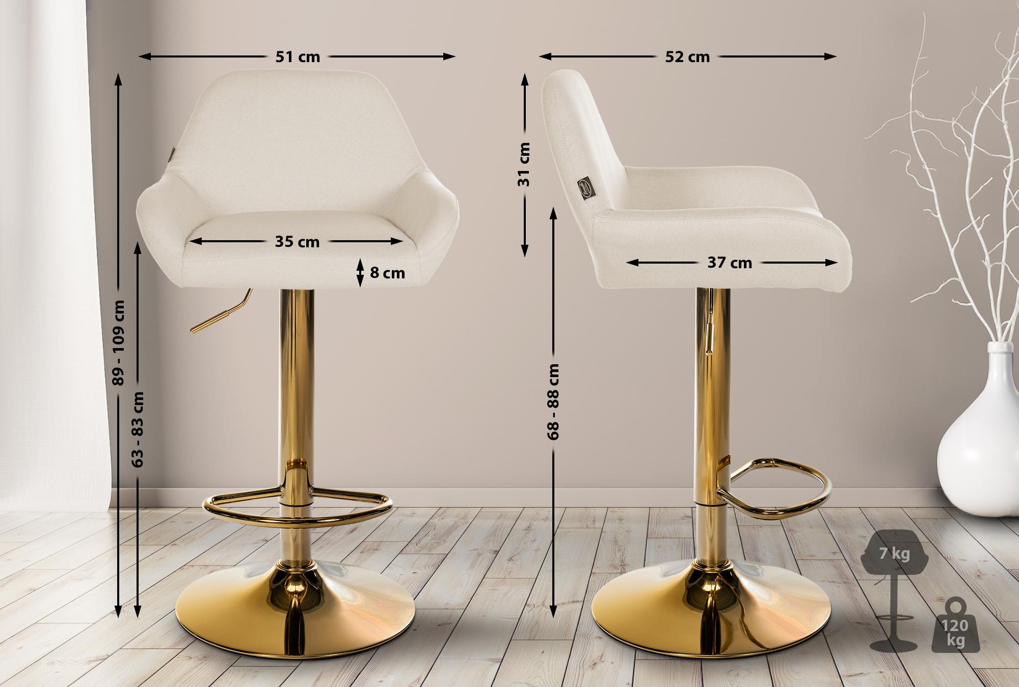 Set di 2 sgabelli da bar in tessuto Braga Gold