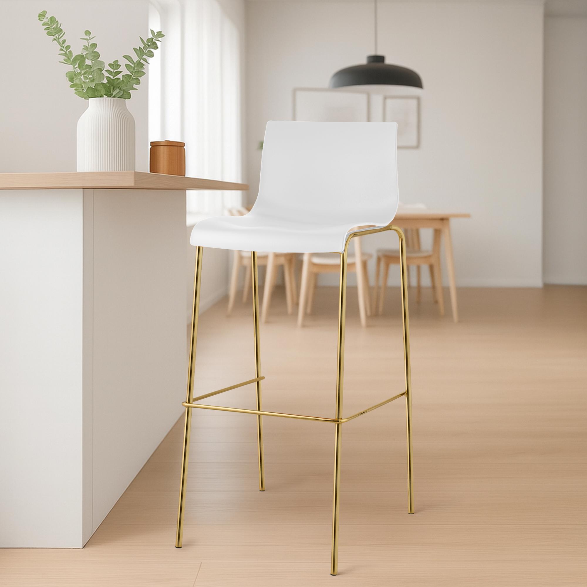 Set da 2 sgabelli da bar Hover in plastica con base a 4 gambe color oro