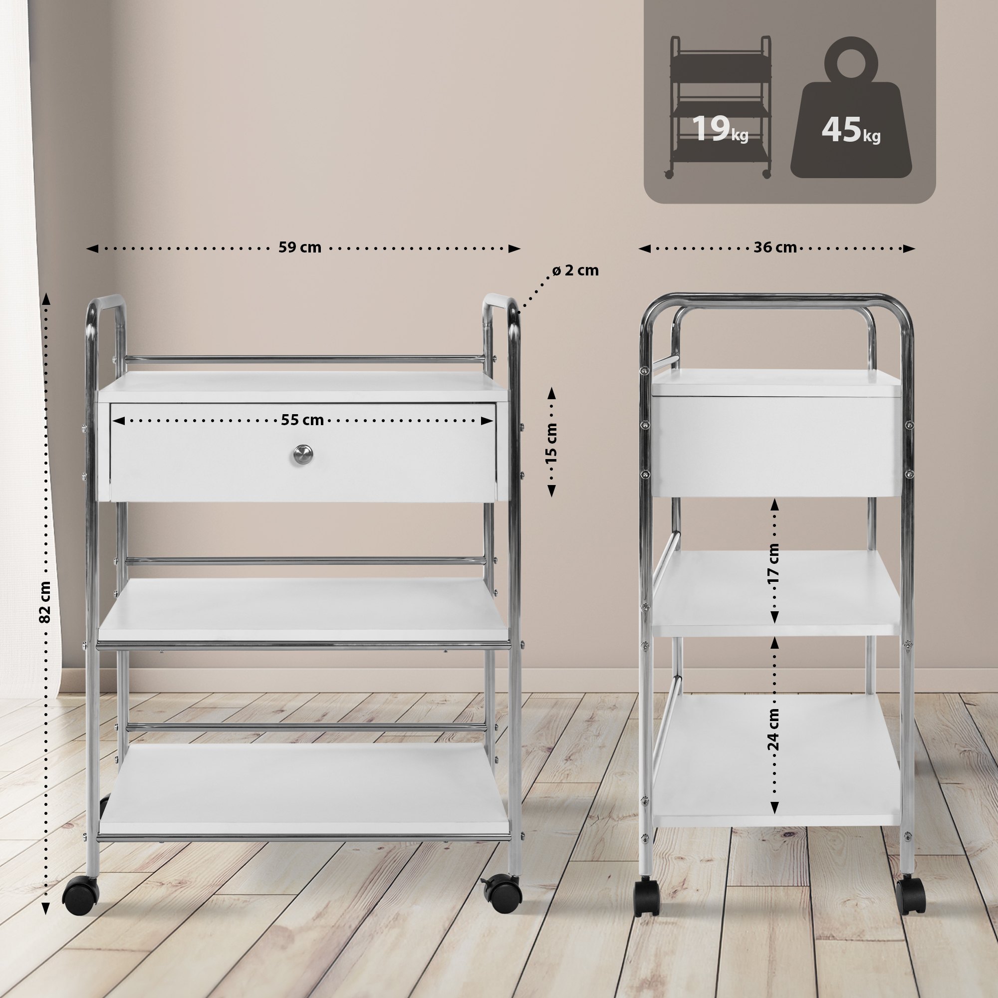 Carrello per apparecchi cosmetici PL912