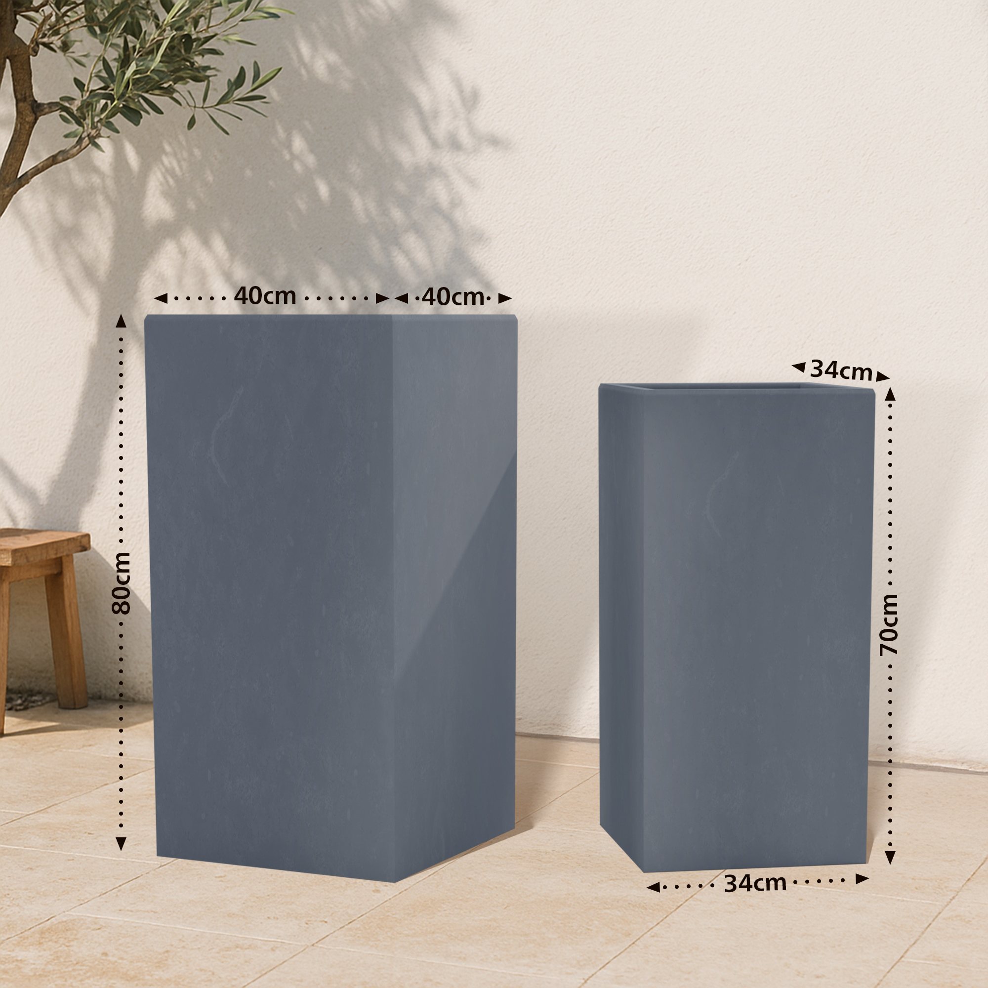 Set di 2 fioriere quadrate 3