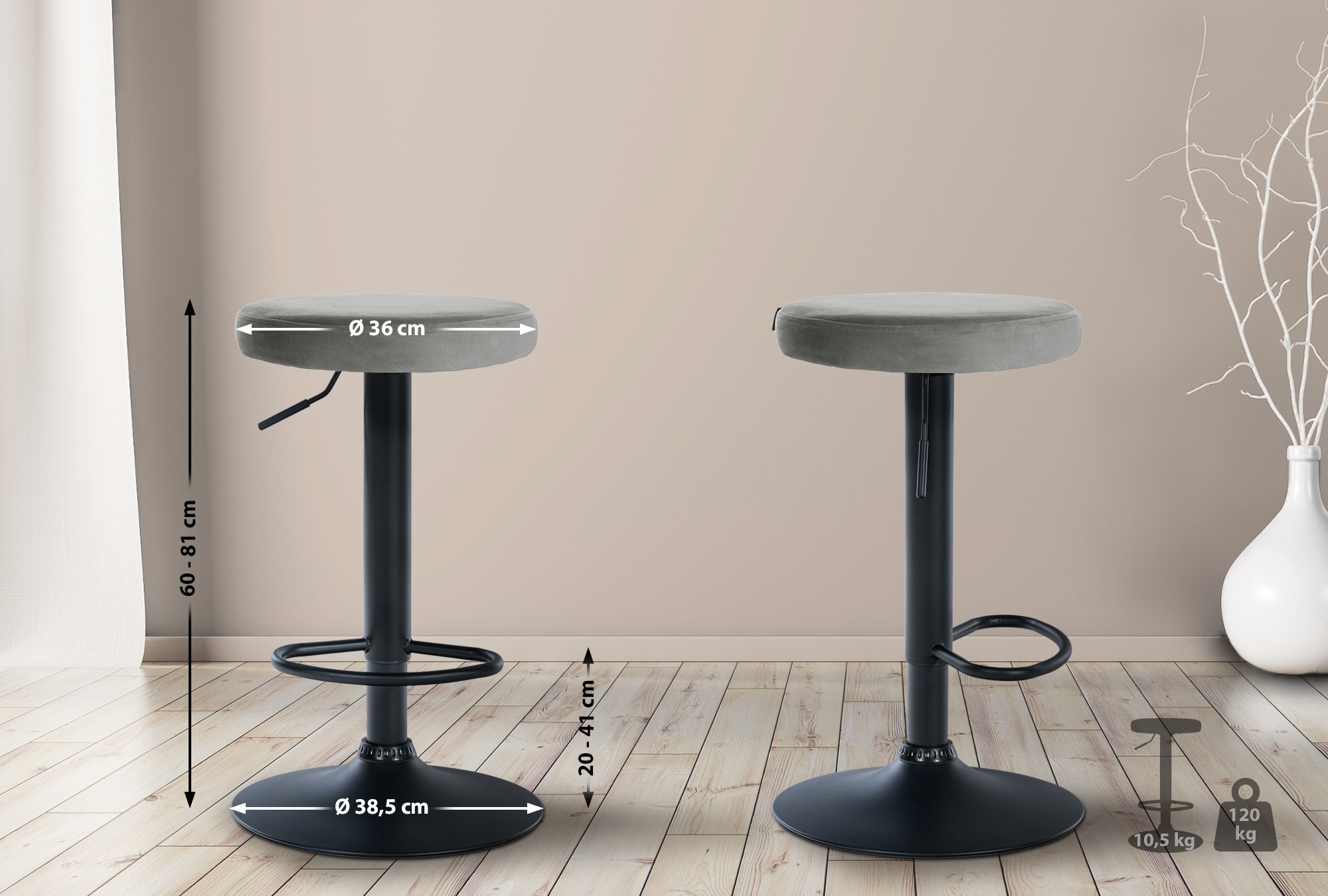 Set di 2 sgabelli da bar Ponte velvet
