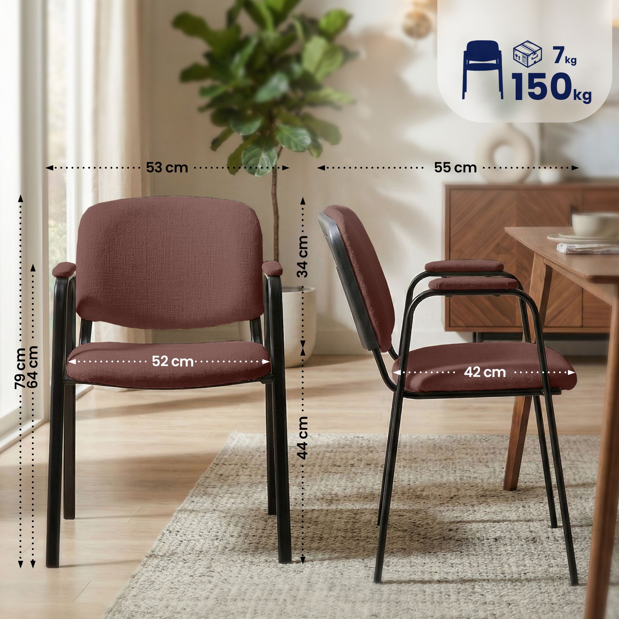 Set 4 Sedie Impilabili Ken Pro in Tessuto