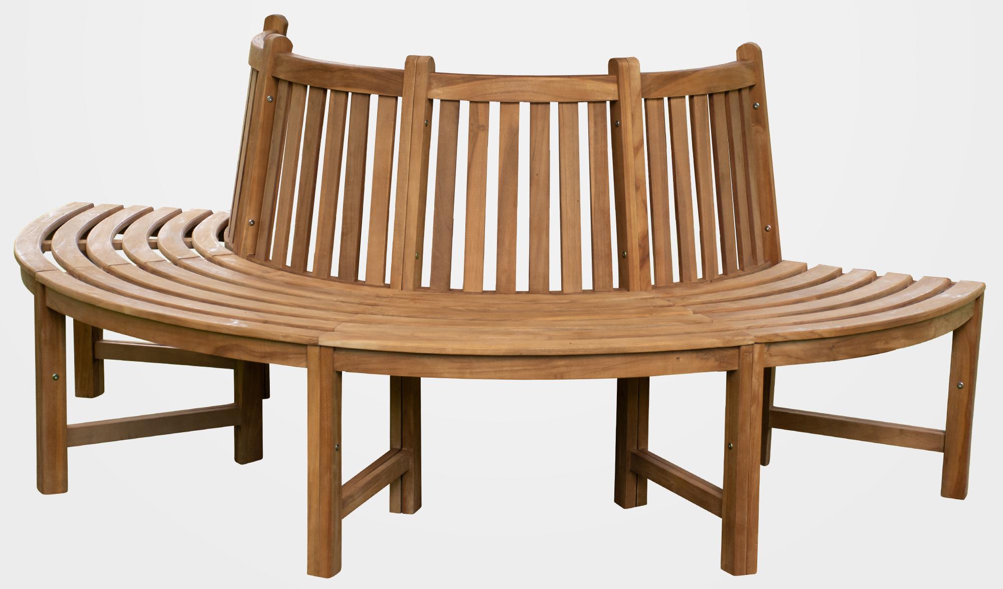 180° Panca per albero Male con schienale in teak