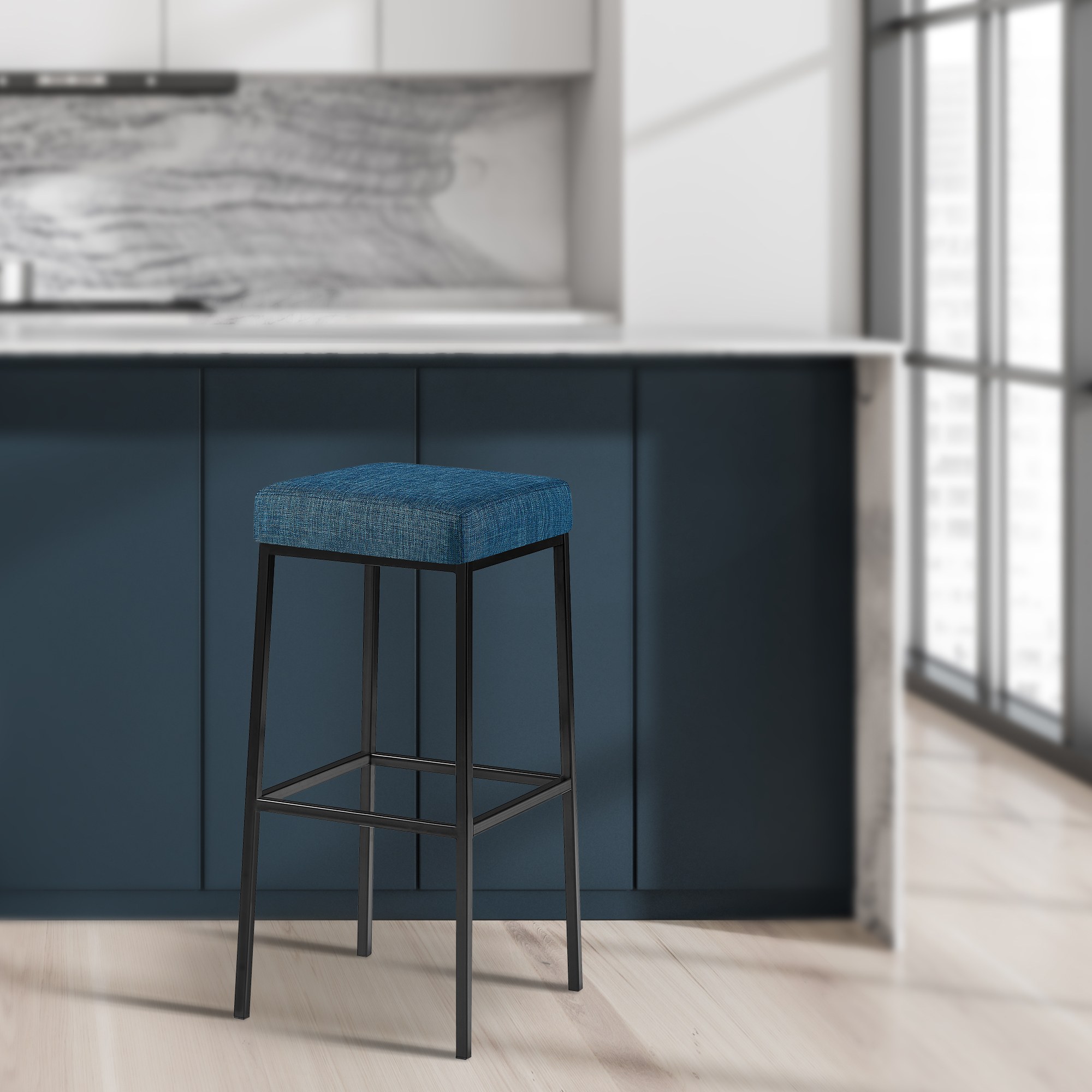 Set di 2 sgabelli da bar Montreal rivestimento in tessuto