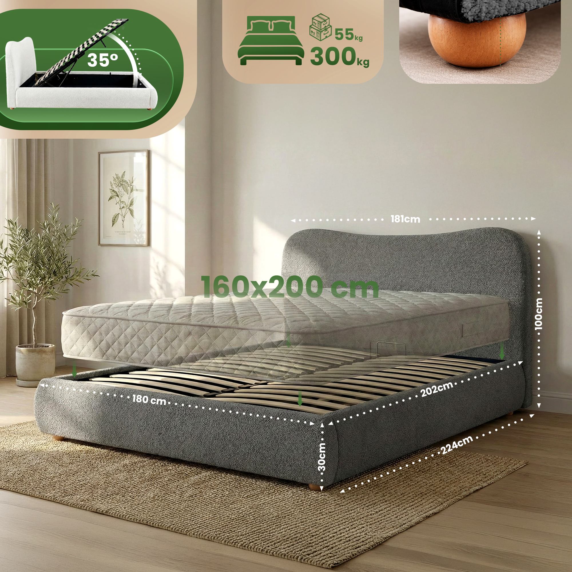 Letto imbottito Maido
