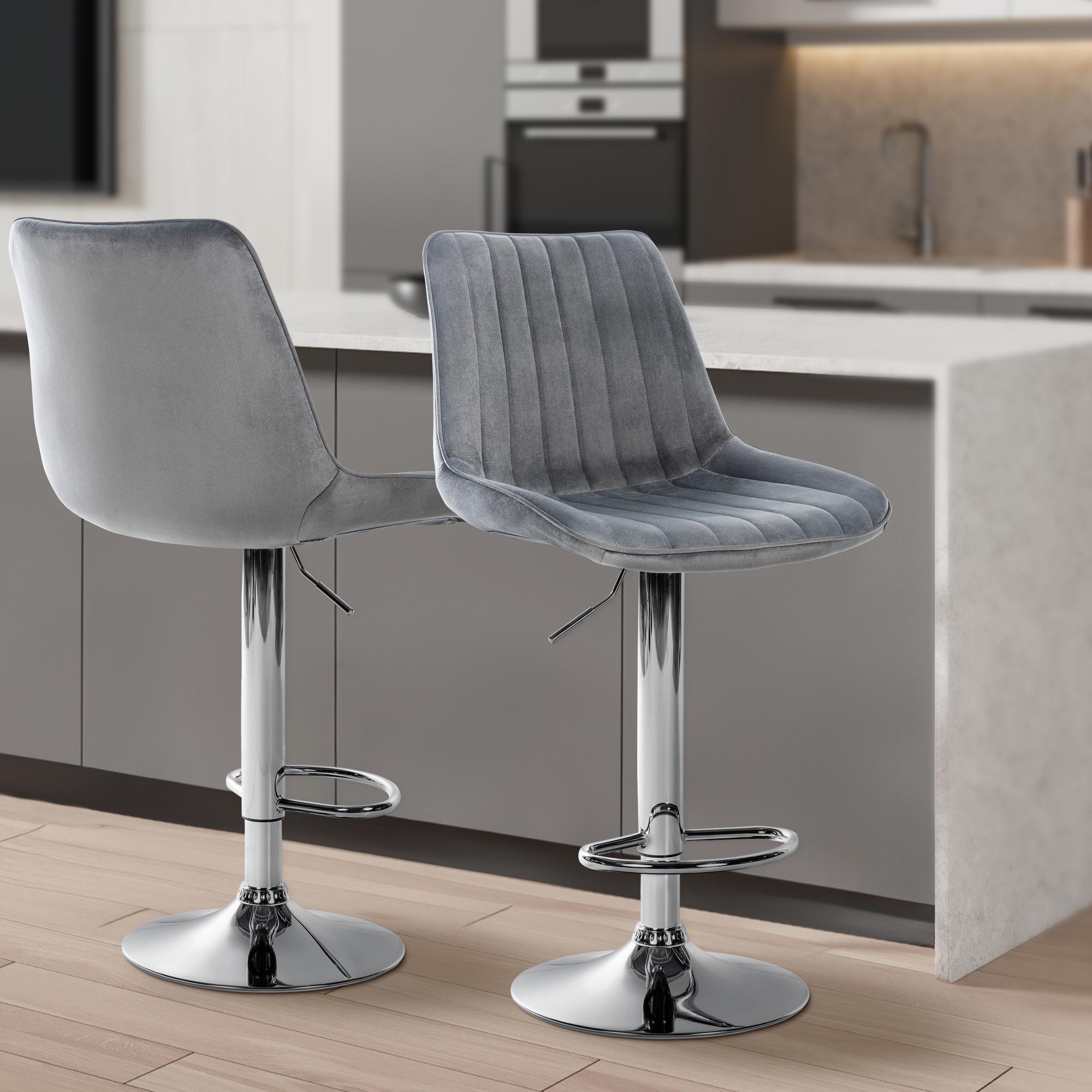 Sgabello da bar Toni velluto elegante, comodo e resistente, ideale per cucina o locale, design moderno per ogni ambiente