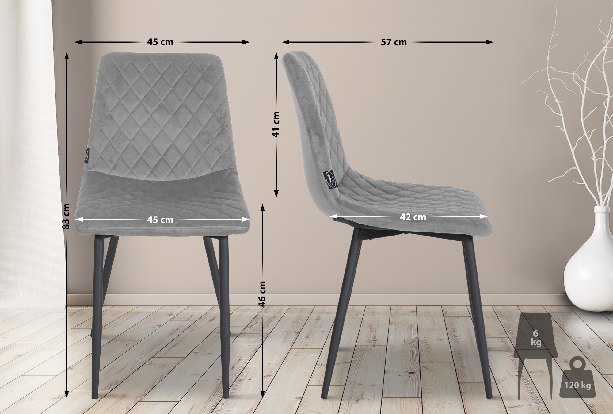 Set di 4 sedie Telde Velvet