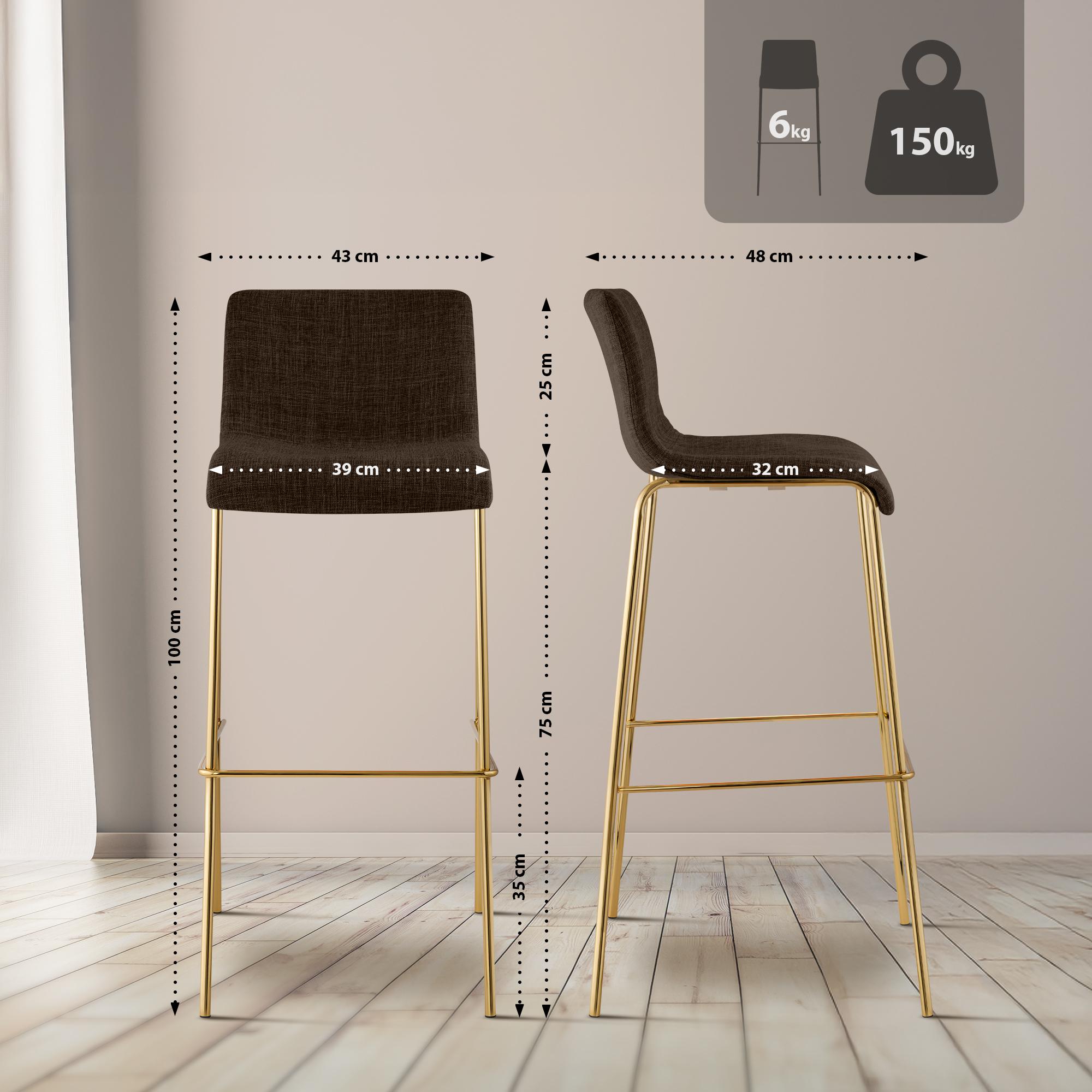 Sgabello Bar Hover Tessuto Base a Quattro Gambe Effetto Oro