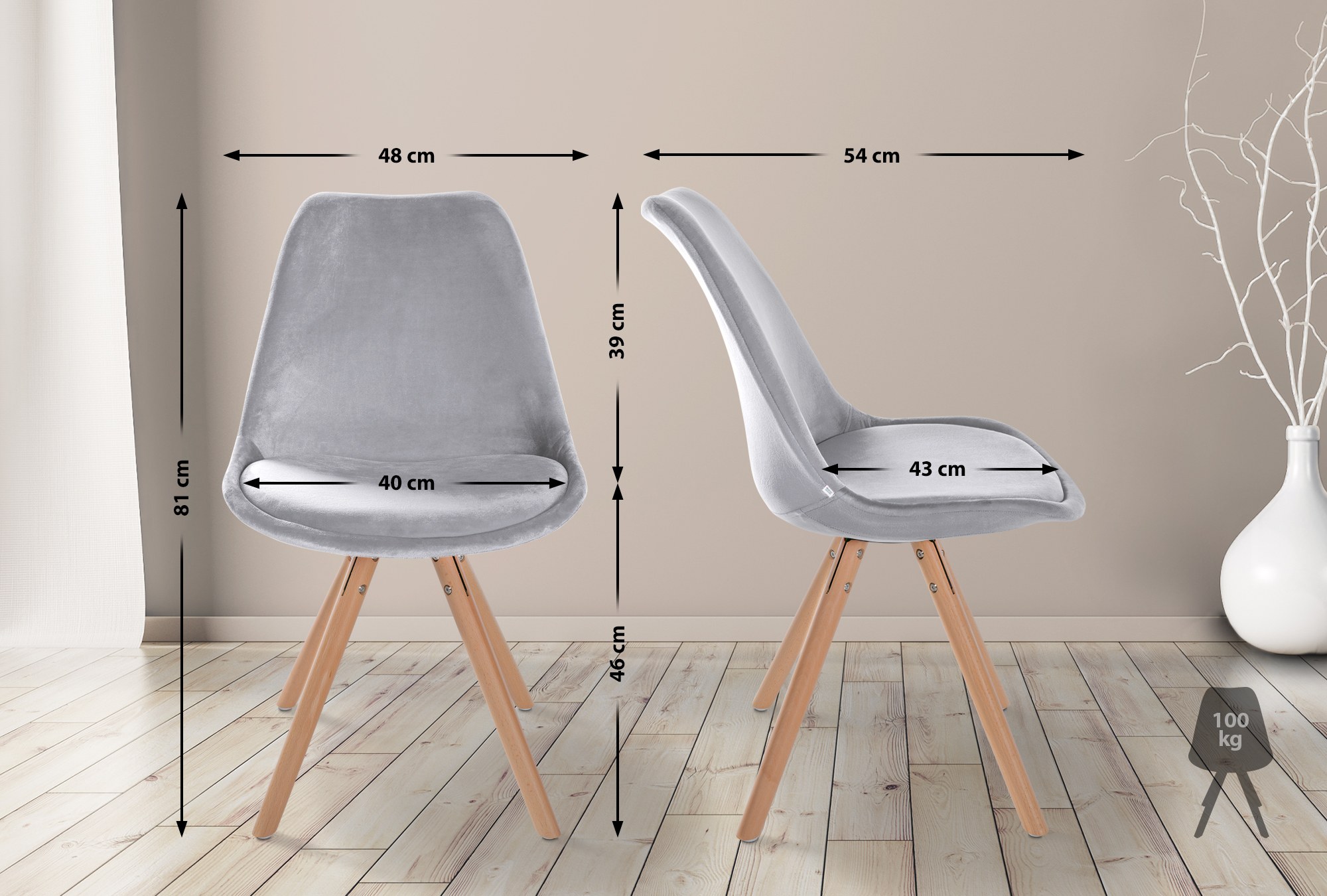 Set di 4 sedie Sofia Velvet