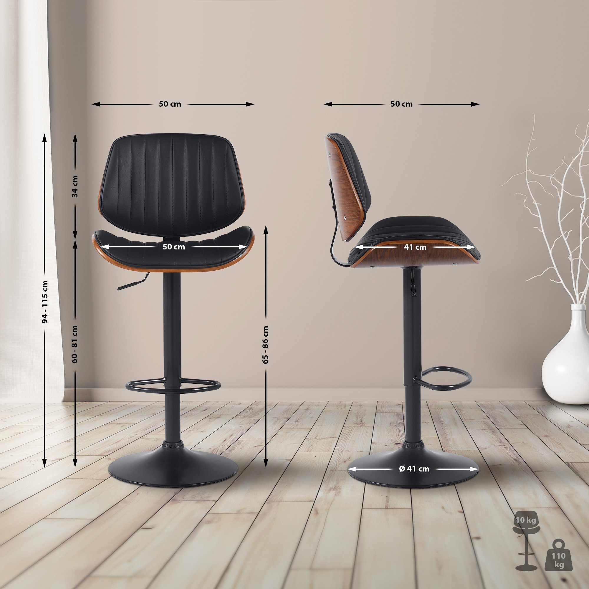 Set di 2 sgabelli da bar Clawson in similpelle