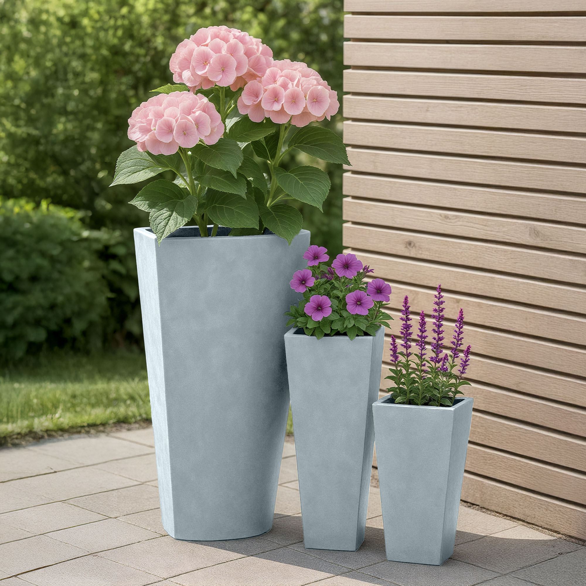 Set di 3 fioriere quadrate 2