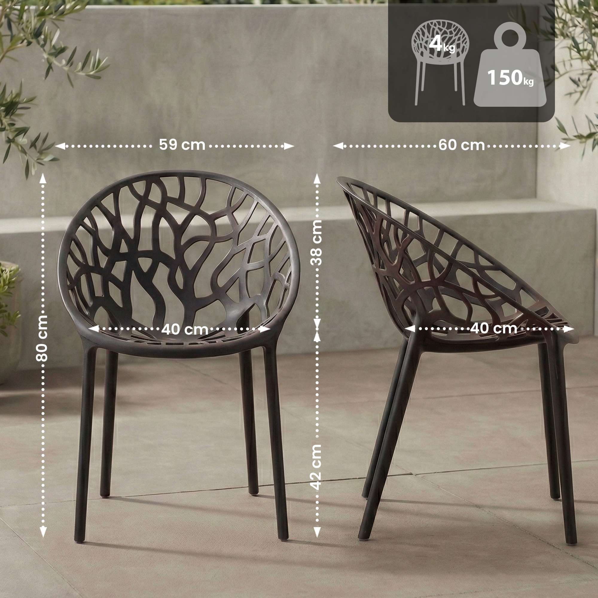 Set da 2 Sedie da Giardino Hope