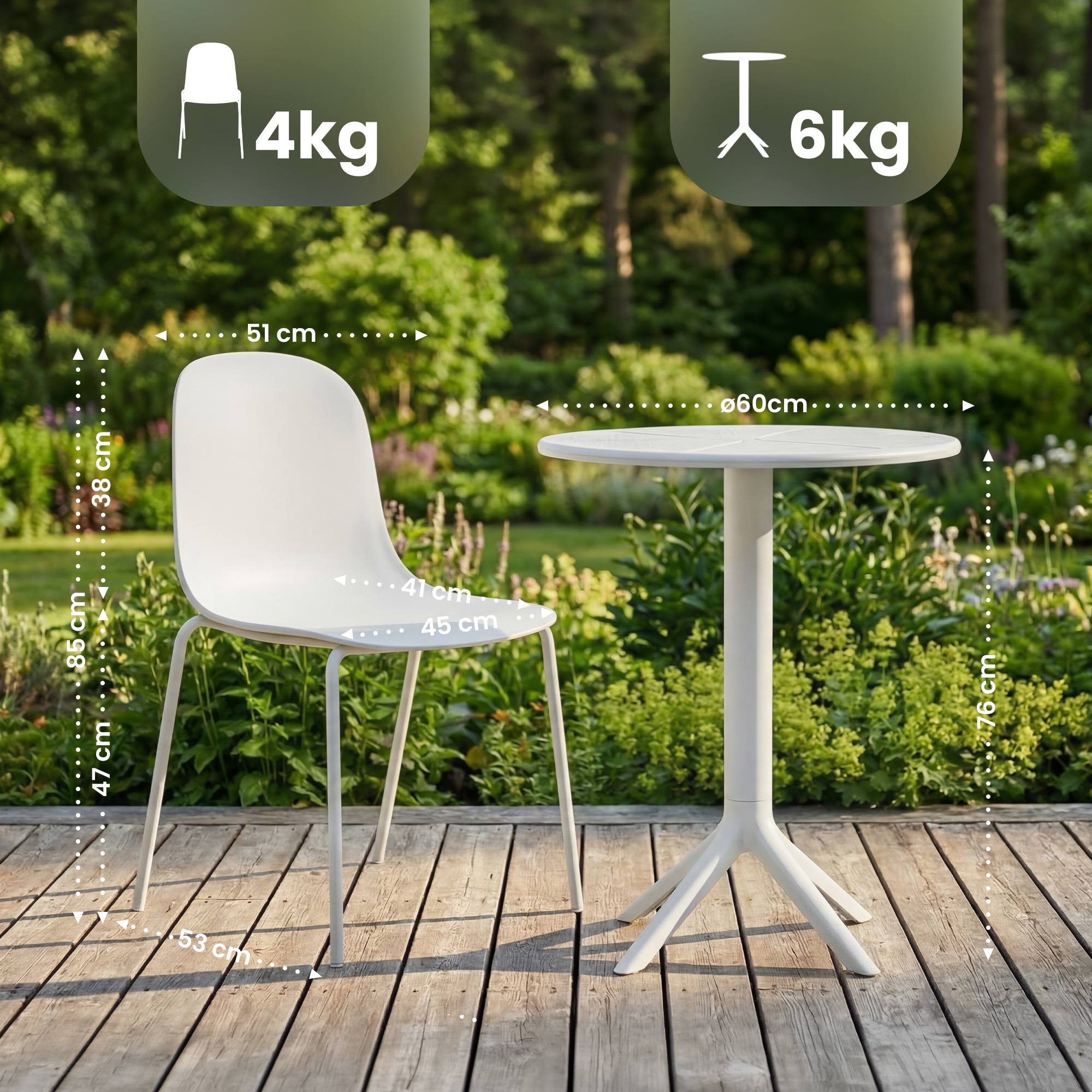 Set da giardino Torin con 2 sedie