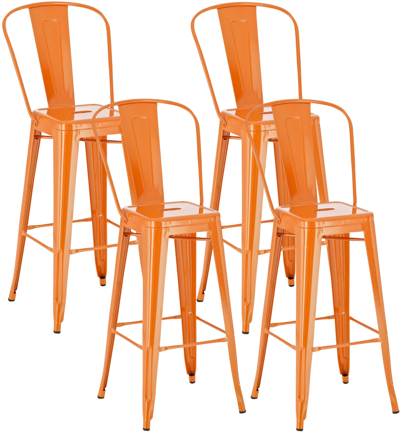 Set 4 Sgabelli Con Schienale Aiden In Metallo